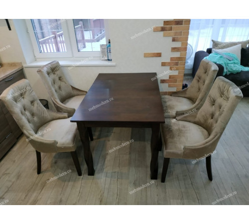 Обеденная группа Krono/Elegance dark walnut/fabric beige