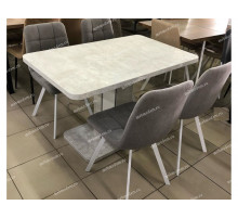 Обеденная группа STORK белый /CHILLI SQUARE серый, ткань UF860-08B белый каркас