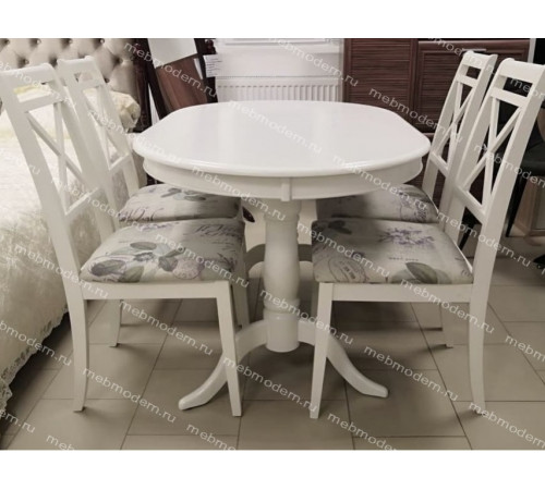 Обеденная группа Eva+Picasso ivory white/обивка - прованс № 13