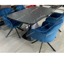 Обеденная группа SEVERIN 150 NERO KL-116/CROCUS ASH BLUE велюр
