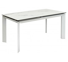 Стол CREMONA 140 HIGH GLOSS STATUARIO Белый мрамор глянцевый, керамика/ белый каркас, ®DISAUR