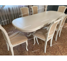 Обеденная группа SIENA SA-T6EX/OP-SC Ivory White ткань А168В