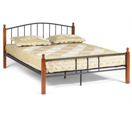 Кровать AT-915 Wood slat base (Queen bed), красный дуб/черный