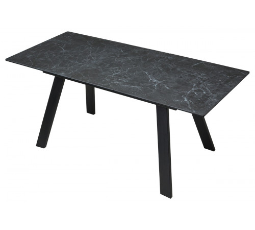 Стол Морис 140 Темно-серый мрамор матовый, керамика/черный каркас