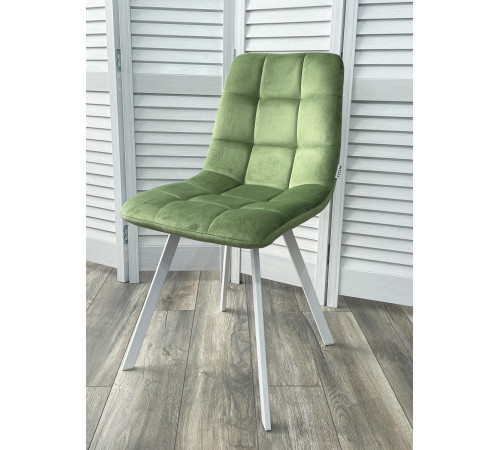 Стул CHILLI SQUARE G108-27 террариумный мох/ белый каркас, велюр