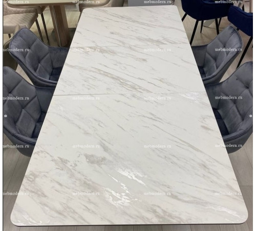 Обеденная группа OSVALD 160 MARBLES KL-99/MAVERICK BLUVEL-14 GREY черный каркас