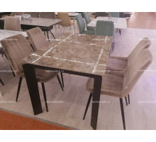Обеденная группа CORNER 120 GLOSS ATHENS BROWN/FLIP бежевый, велюр G108-74