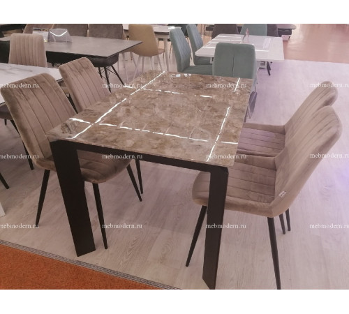 Обеденная группа CORNER 120 GLOSS ATHENS BROWN/FLIP бежевый, велюр G108-74