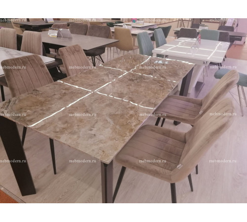 Обеденная группа CORNER 120 GLOSS ATHENS BROWN/FLIP бежевый, велюр G108-74