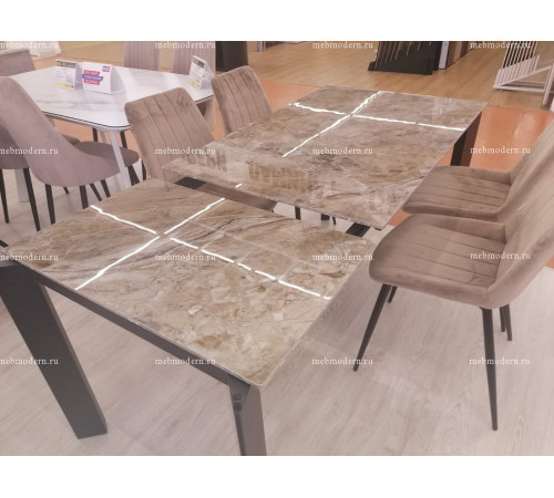 Обеденная группа CORNER 120 GLOSS ATHENS BROWN/FLIP бежевый, велюр G108-74