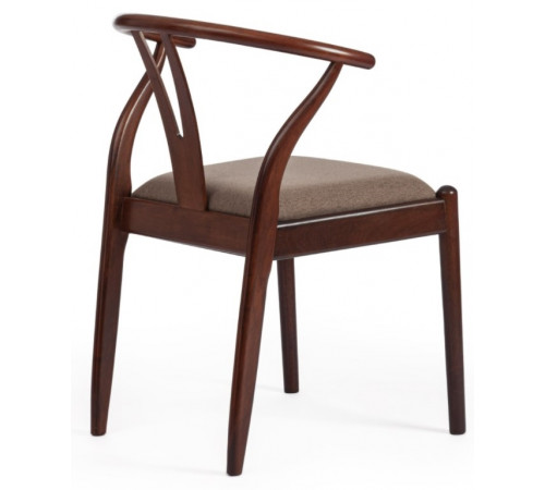 Стул WISHBONE (mod. C-5280) Темный орех (HN GLAZE)/ткань: коричневый (SL-19)