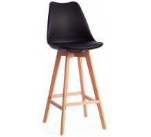 Стул барный TULIP BAR (mod. C1014H) пластик/дерево, 57 х 48 х 104 см, черный 3010/натуральный