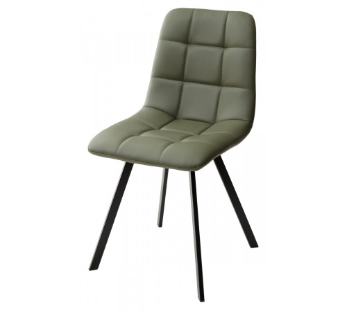 Стул CHILLI SQUARE HK017-22 серо-эвкалиптовый, PU/ черный каркас