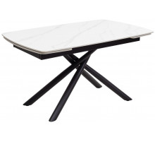 Стол RIVOLI 140 MATT WHITE MARBLE SOLID CERAMIC / BLACK, ®DISAUR