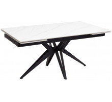 Стол FORIO 160 MATT WHITE MARBLE SINTERED STONE/ BLACK