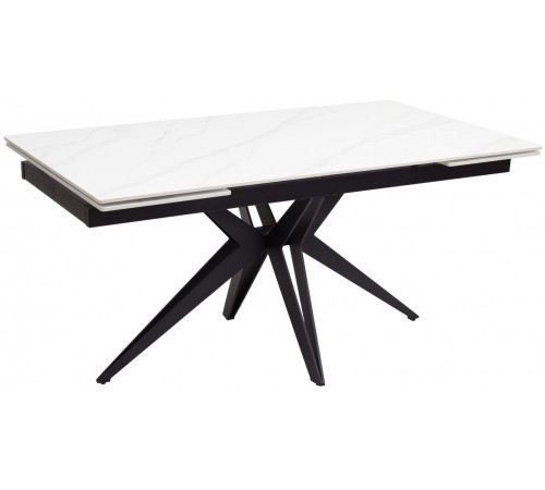Стол FORIO 160 MATT WHITE MARBLE SINTERED STONE/ BLACK