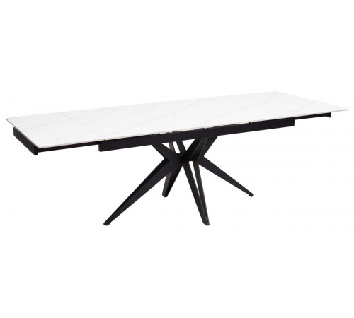 Стол FORIO 160 MATT WHITE MARBLE SINTERED STONE/ BLACK