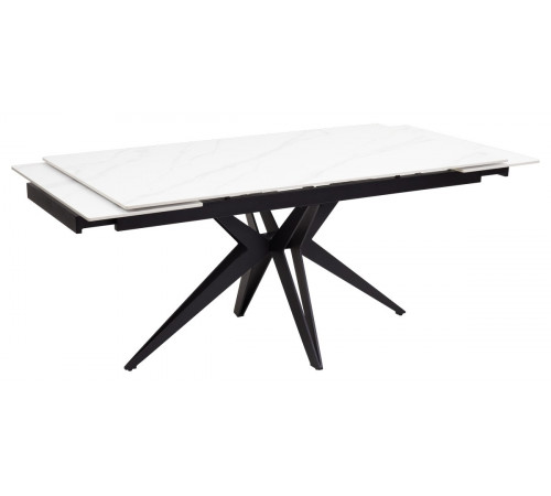 Стол FORIO 160 MATT WHITE MARBLE SINTERED STONE/ BLACK