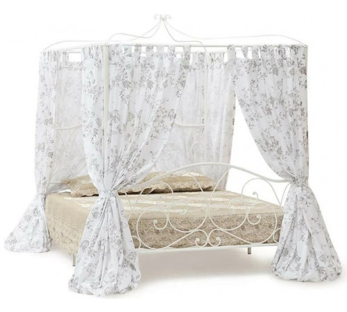 Кровать c каркасом для балдахина HESTIA 160*200 см (Queen bed), white (белый)