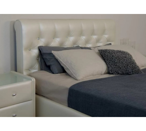 Кровать Беатриче 180 п/м со стразами, Teos white