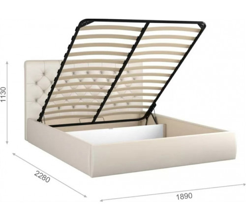 Кровать Беатриче 180 п/м со стразами, Teos white