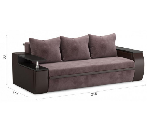 Диван Атика NEW прямой (Тип D, Cortex (latte), Teos (dark brown), Н:Т, Д:венге)