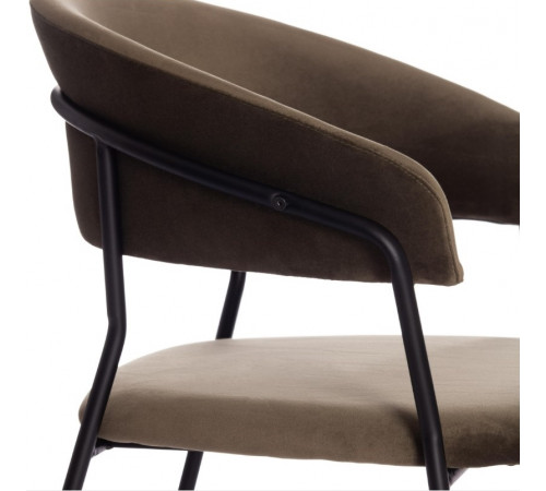 Кресло TURIN (mod. 0129571)  металл/вельвет, 56х50х78 см, хаки S108 (85 DARK TAN)/черный