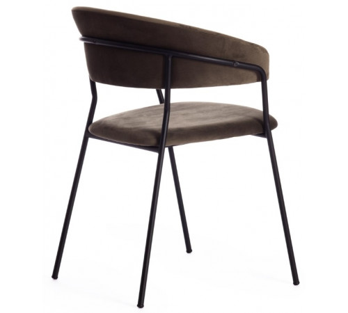 Кресло TURIN (mod. 0129571)  металл/вельвет, 56х50х78 см, хаки S108 (85 DARK TAN)/черный