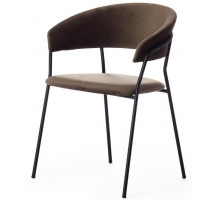 Кресло TURIN (mod. 0129571)  металл/вельвет, 56х50х78 см, хаки S108 (85 DARK TAN)/черный