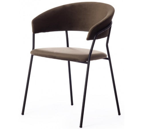 Кресло TURIN (mod. 0129571)  металл/вельвет, 56х50х78 см, хаки S108 (85 DARK TAN)/черный