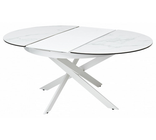 Стол TRENTO 120 HIGH GLOSS STATUARIO Белый мрамор глянцевый, керамика/ белый каркас