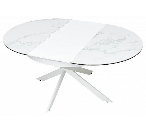 Стол TRENTO 120 HIGH GLOSS STATUARIO Белый мрамор глянцевый, керамика/ белый каркас