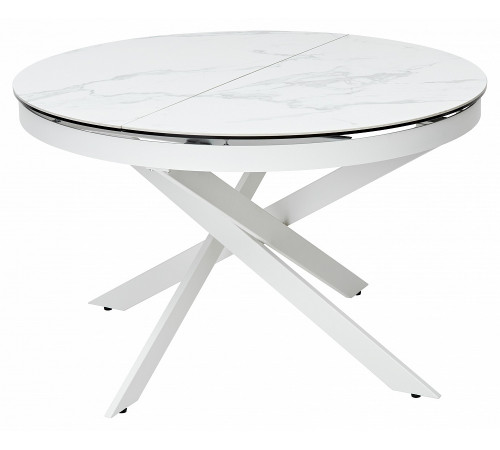 Стол TRENTO 120 HIGH GLOSS STATUARIO Белый мрамор глянцевый, керамика/ белый каркас