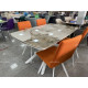 Обеденная группа RIVOLI 140 GLOSS LUXURY/202 B17 TERRACOTTA, белый каркас