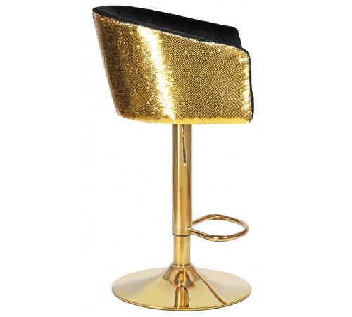 Стул барный DOBRIN DARCY GOLD SHINY 5025_GoldBase-LM черный велюр с золотыми паетками
