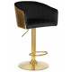 Стул барный DOBRIN DARCY GOLD SHINY 5025_GoldBase-LM черный велюр с золотыми паетками