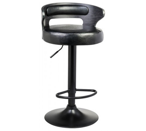 Стул барный DOBRIN FRED BLACK Black base черное дерево, чёрный PU