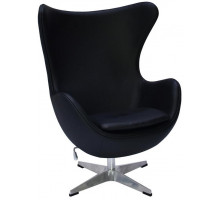 Кресло EGG CHAIR чёрный, натуральная кожа