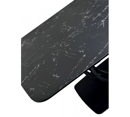 Стол MATERA 160 NERO KL-116 Черный мрамор матовый, итальянская керамика/ черный каркас