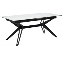 Стол URBINO 180 MATTE STATUARIO Белый мрамор матовый, керамика/ черный каркас