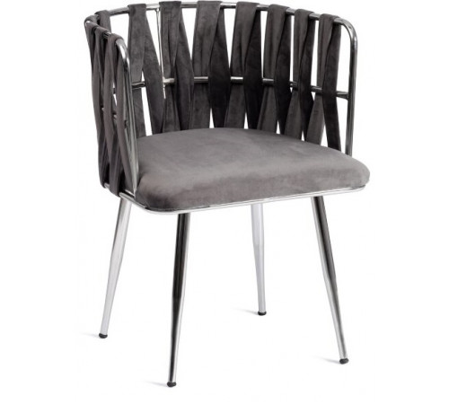Комплект (софа + 2 кресла) CEZAR (mod. 2212) металл/вельвет, 116 x 56.5 x 77 см, grey (серый) BF-14/хром