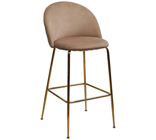 Барный стул GLADE BLUVEL-40 бежевый, велюр / золотой каркас