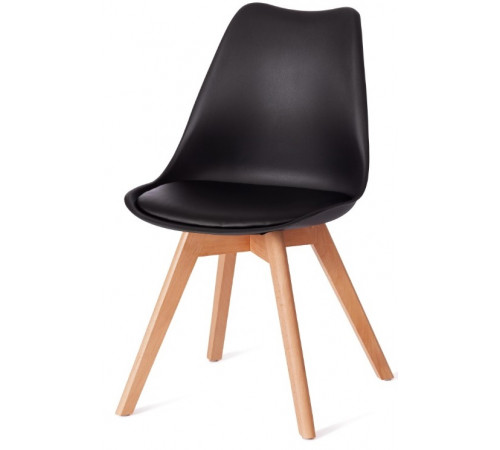 Стул TULIP (mod. 73-1) дерево/пластик/экокожа, 47,5x55x80 см, черный