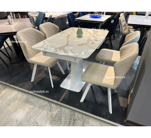 Обеденная группа SFA120 ОГ/339 B03 BEIGE, белый каркас