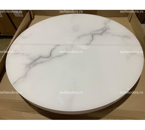 Стол Оскар D950 Glass,Фотопечать. Тон 9 Эмаль белая/ Мрамор 2