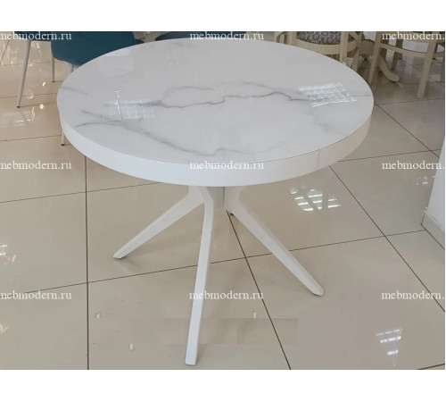 Стол Оскар D950 Glass,Фотопечать. Тон 9 Эмаль белая/ Мрамор 2