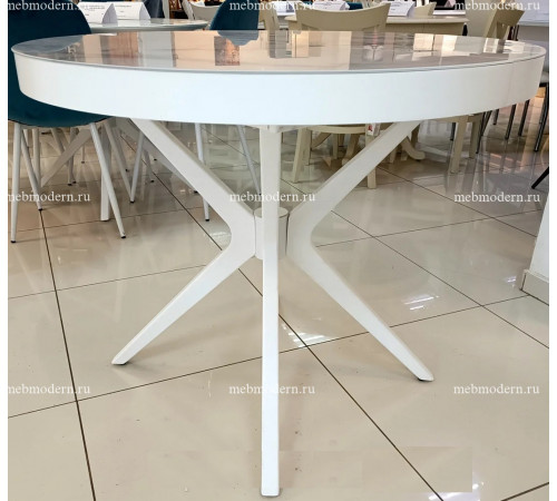 Стол Оскар D950 Glass,Фотопечать. Тон 9 Эмаль белая/ Мрамор 2