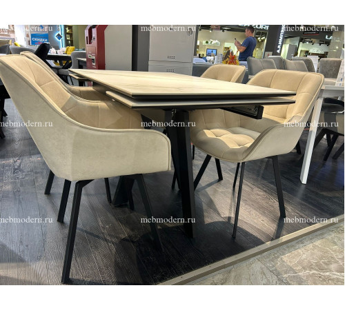Обеденная группа SKM120 БМ/252М поворотный, B03 BEIGE, ножки черные