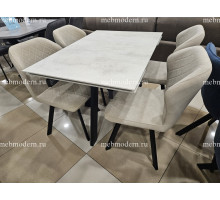 Обеденная группа DikLine DM120 Хромикс белый/339 B03 BEIGE, опоры черные