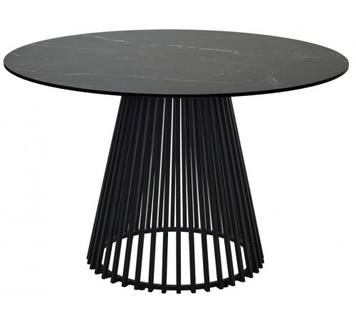 Стол TERNI 120 MATT BLACK MARBLE SOLID CERAMIC Черный мрамор матовый, керамика /Черн.каркас, ®DISAUR